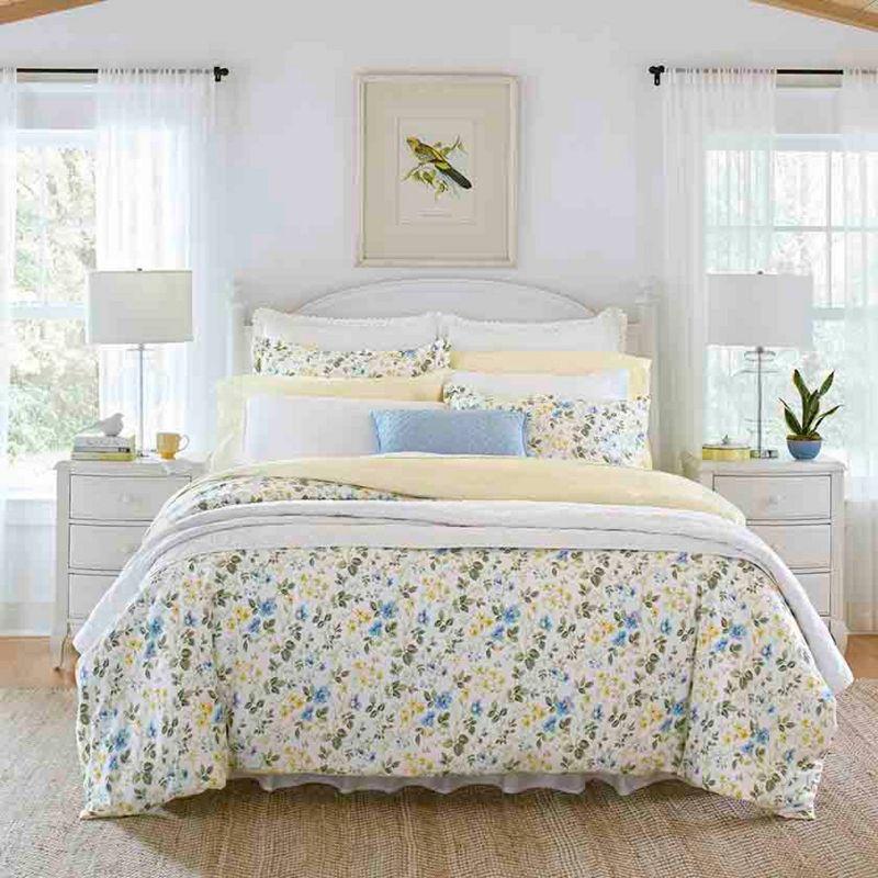 Laura Ashley Meadow Floral Cotton Blue Duvet Cover Set