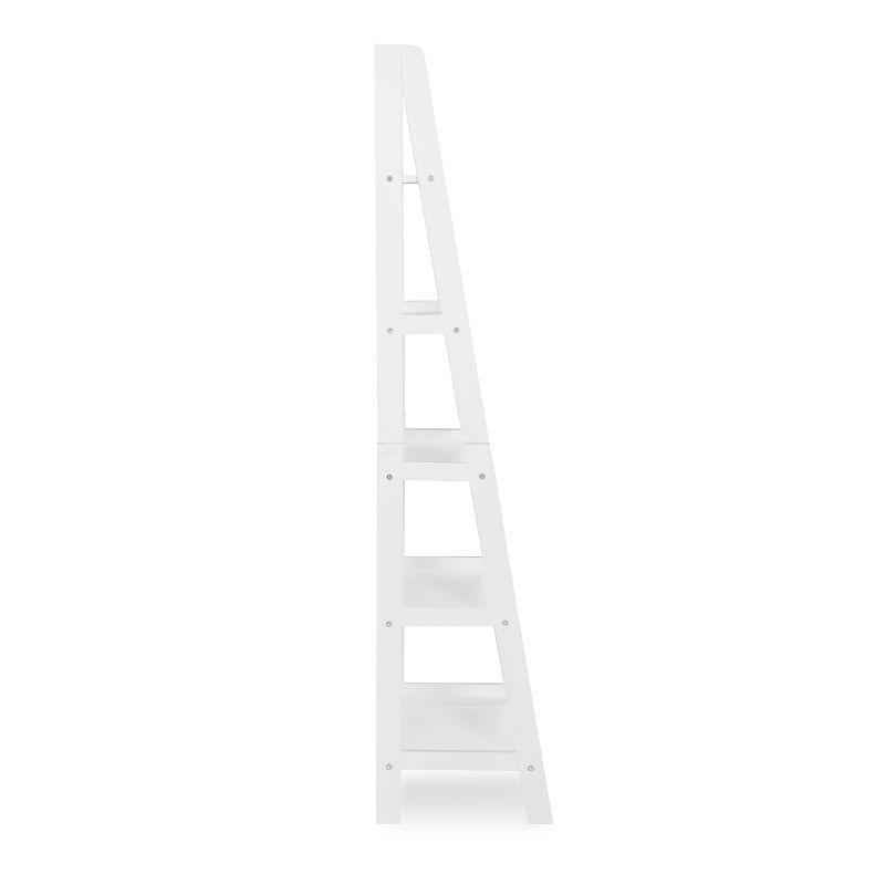 Elevate White Wooden 5-Shelf Ladder Bookcase