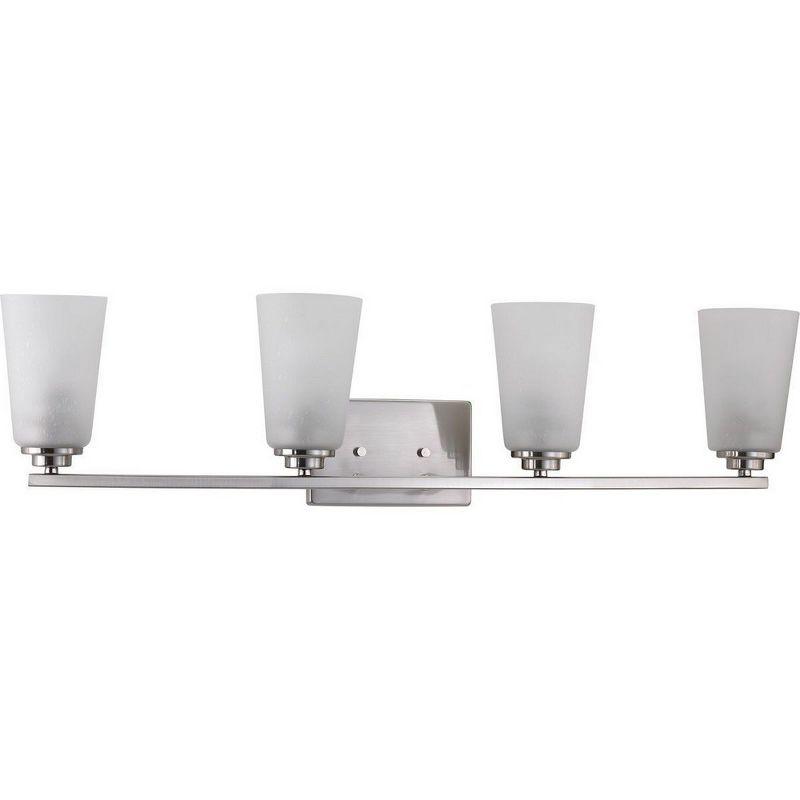 Progress Lighting Debut 4-Light Bath Vanity Fixture, Steel, Brushed Nickel, Clear or Frosted Seeded Shades