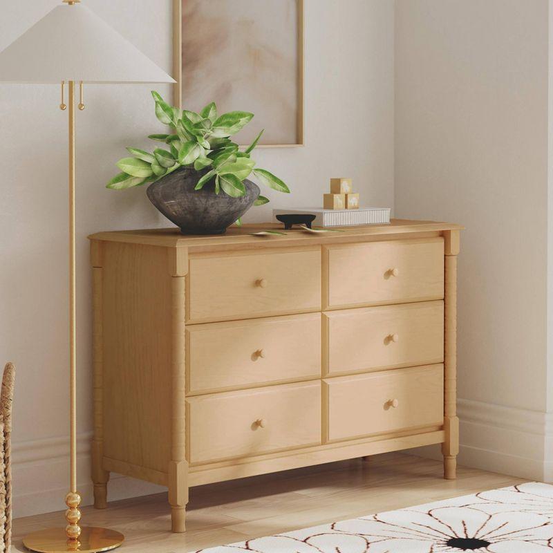 Honey Wood Spindle 6-Drawer Nursery Dresser