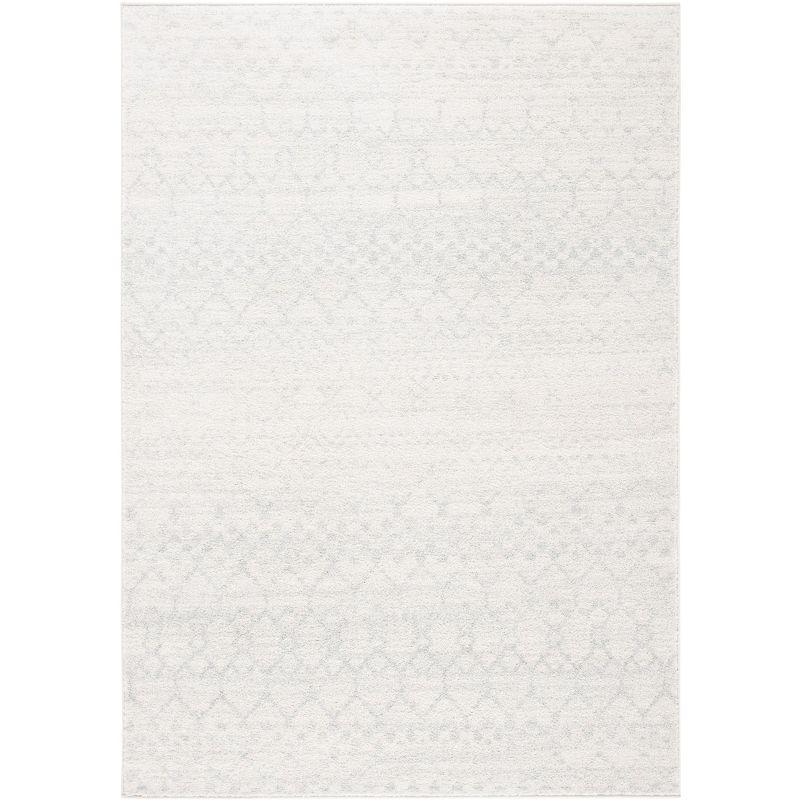 Ivory and Light Grey 4' x 6' Hand-knotted Synthetic Area Rug