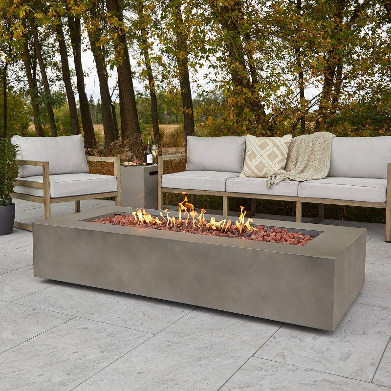 Aegean 70" Rectangle Fire Table with Natural Gas Conversion Kit - Mist Gray - Real Flame