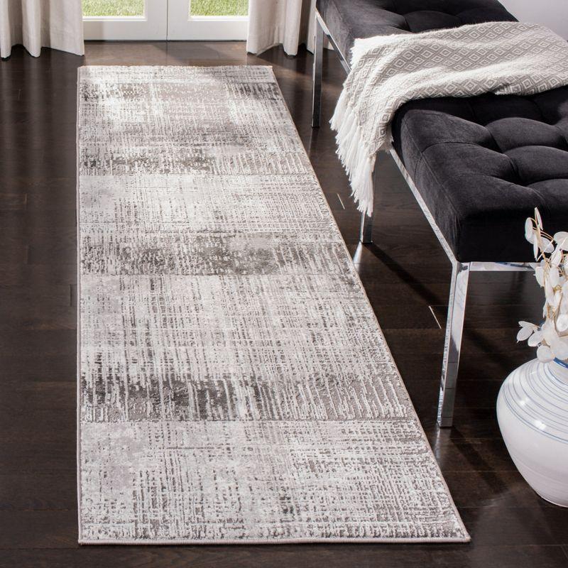 Modern Abstract Swirls Grey/Dark Grey Synthetic Area Rug