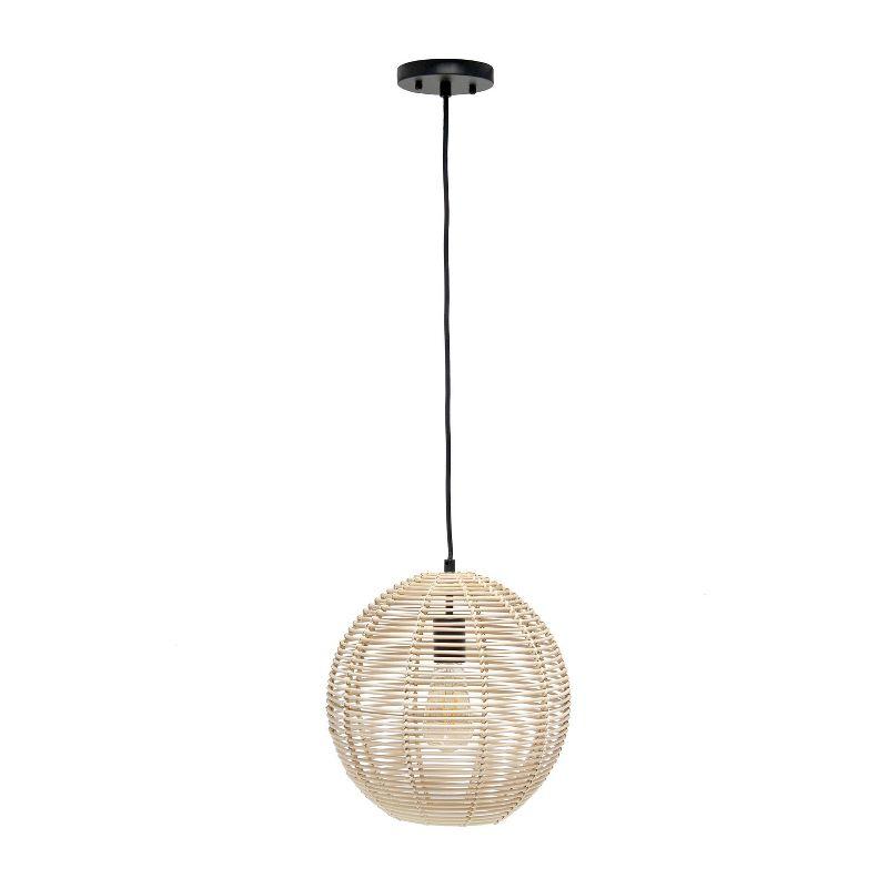 Natural Globe Pendant Ceiling Light Beige - Elegant Designs: Rattan Fixture, UL Listed, 60W Max