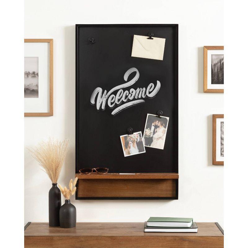 34" Rustic Brown Magnetic Chalkboard with Shelf and Clips