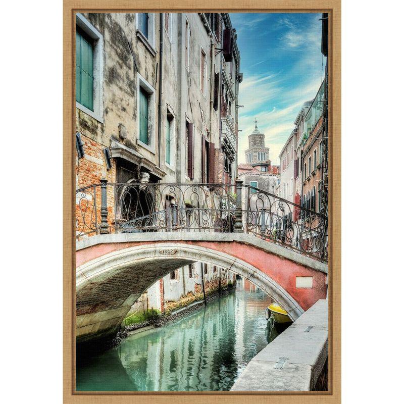 Venetian Canal Cityscape Framed Canvas Print 16 x 23