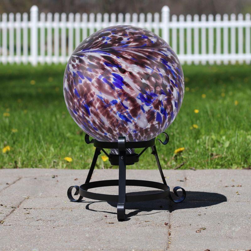 Purple and White Swirl Glass Garden Gazing Ball, 10-inch