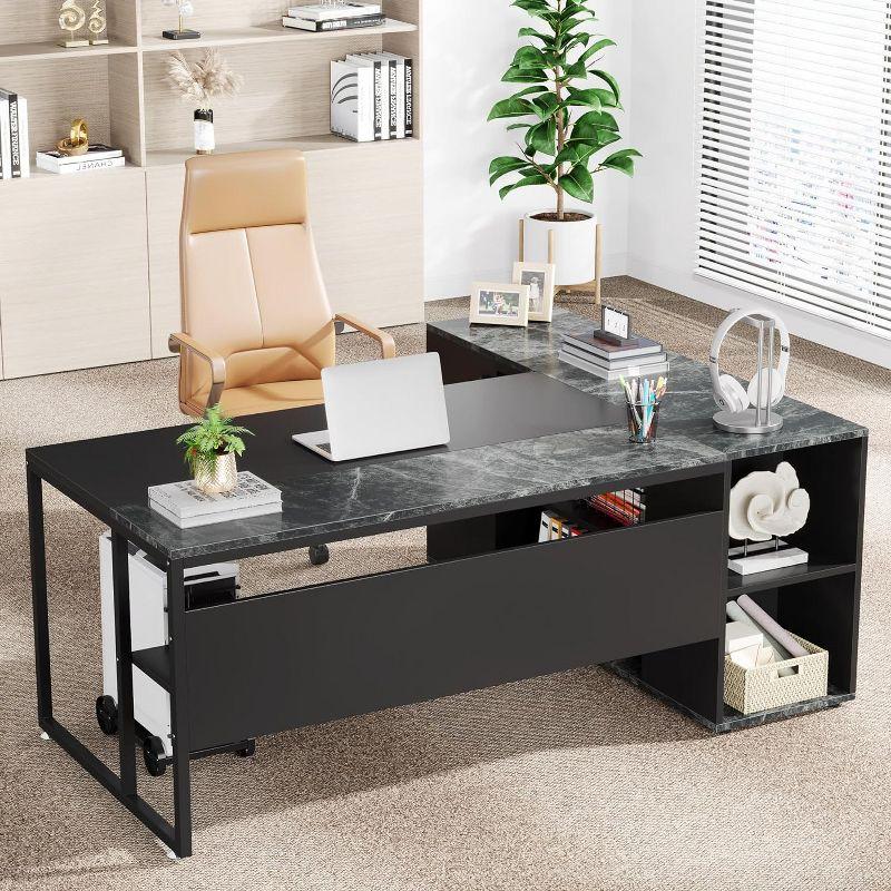 Tribesigns 70.86" Executive Desk, L-Shaped Office Desk with Storage Cabinet