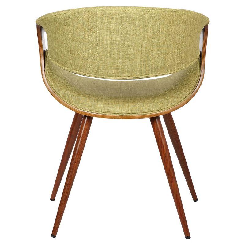 Butterfly Mid-Century Modern Dining Chair Green - Armen Living: Upholstered Walnut Legs, Polyester