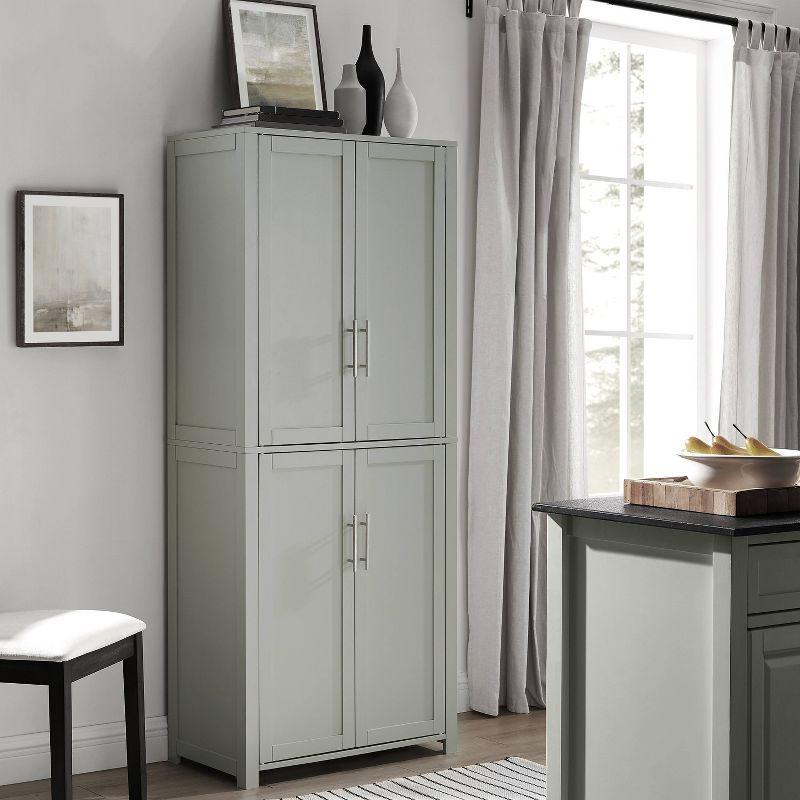Savannah Tall Pantry Gray - Crosley: Shaker-Style Doors, Adjustable Shelves, Kitchen Storage