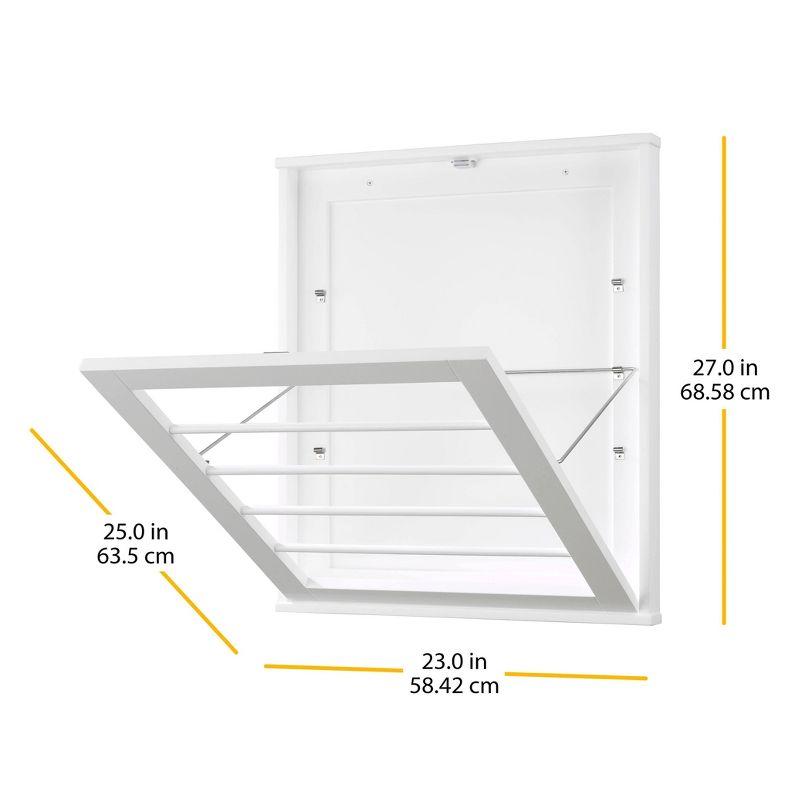 Whitmor Wall Mounted Wood Drying Rack White: Folding Clothes Dryer, 40 lb Capacity, 25" Surface Area