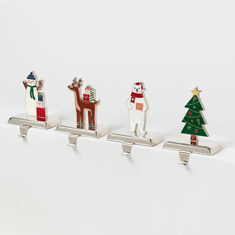 Festive Metal Holiday Character Stocking Holders Set of 4