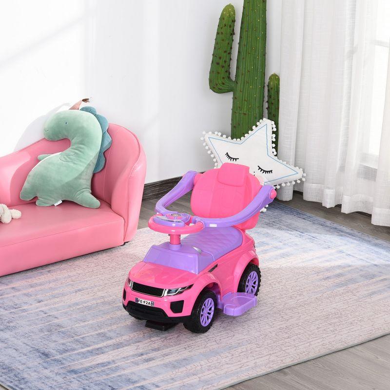 Pink and Purple 3-in-1 Toddler Push Car with Music and Lights