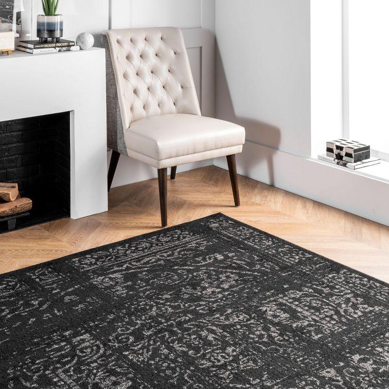 Nuloom Arlena Medallion 4x6 Indoor Area Rug for Living Room Bedroom Dining Room Kitchen, Black/Grey