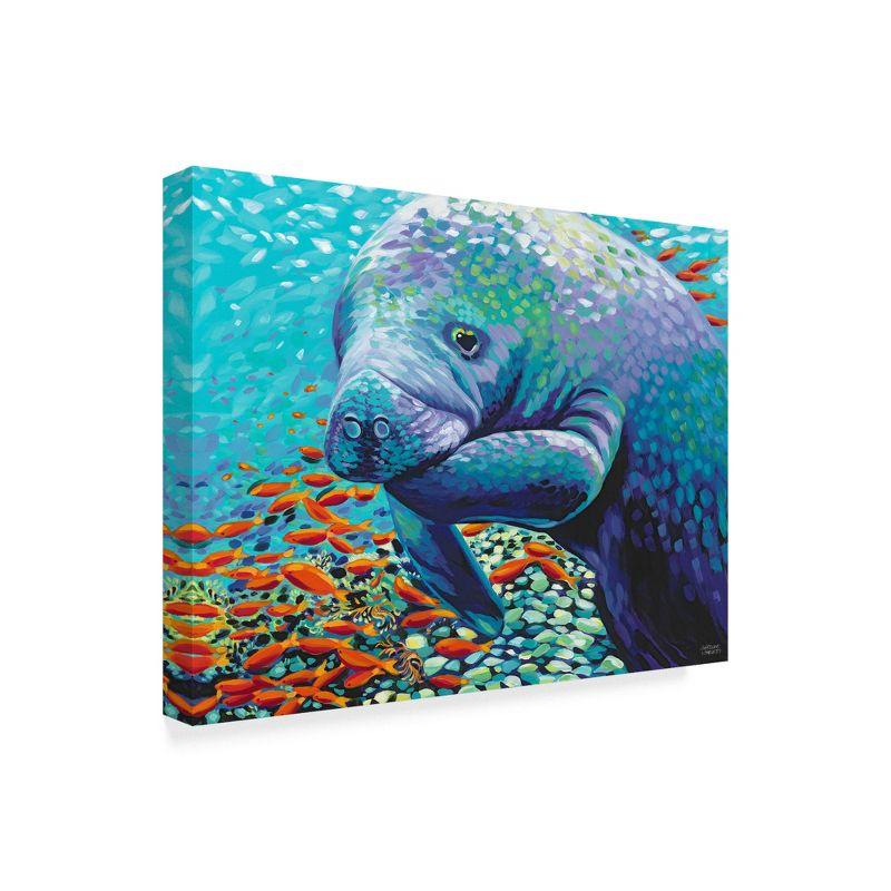 Vibrant Underwater Manatee Canvas Art for Kids, 18x24