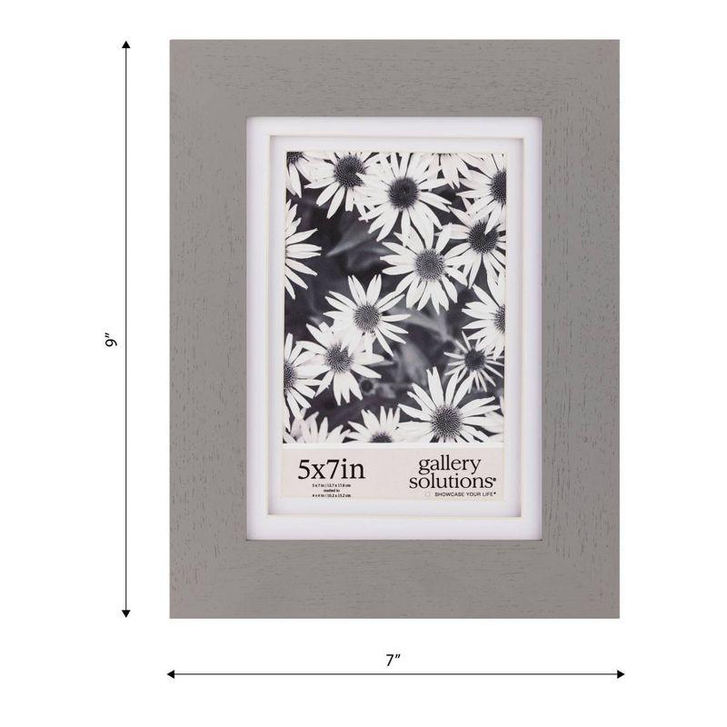 Gallery Solutions 5"x7" Flat Gray Tabletop Wall Frame: Double Mat, Glass & MDF, 1.1lb