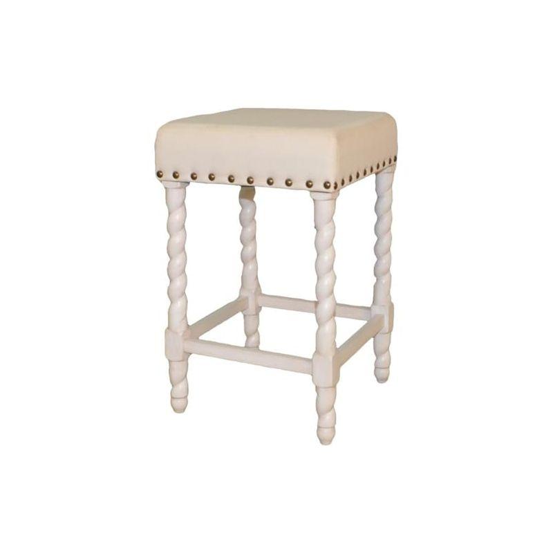 Carolina Living Remick 24" Counter Stool - Vintage White - Linen Upholstery