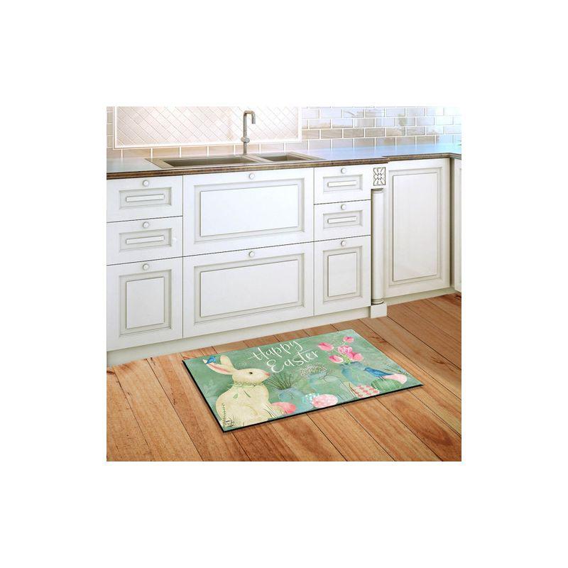 Easter Bunny and Tulips Primitive Doormat Floral 30" x 18" Briarwood Lane