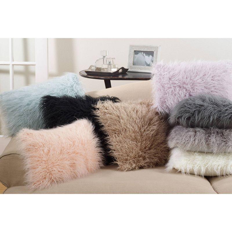 Saro Faux Mongolian Collection Throw Pillow