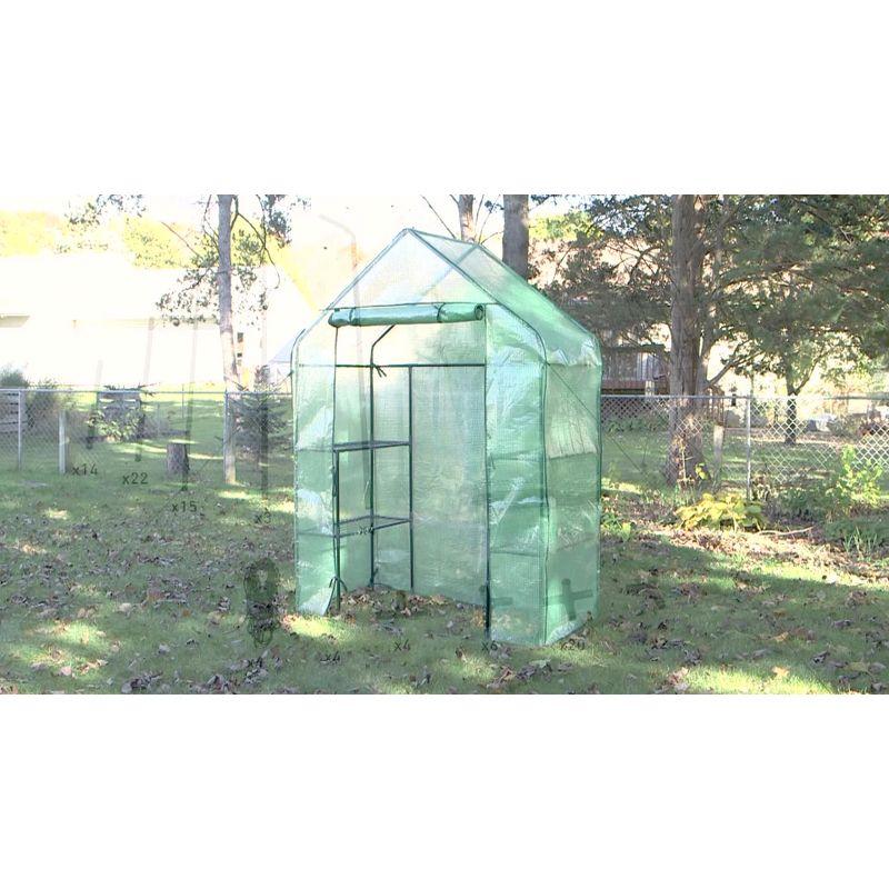 Green 37" Portable Walk-In Greenhouse with Iron Frame and Shelves