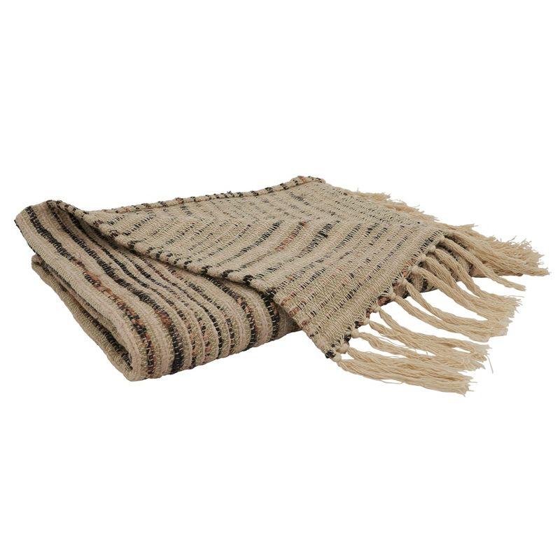 Saro Lifestyle Striped Throw, 50x60 inches, Beige