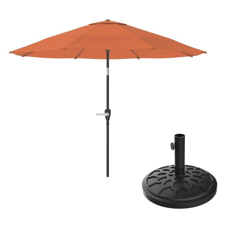 Pure Garden 10 Ft Patio Umbrella with Base, Orange