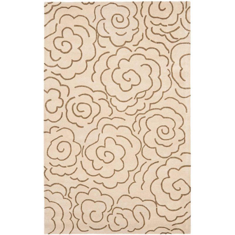 Handmade Beige and Multi Tufted Wool Area Rug