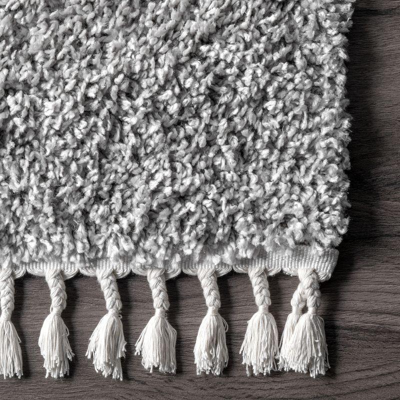 Cozy Charm Light Gray Braided Shag Area Rug 6'7" x 9'