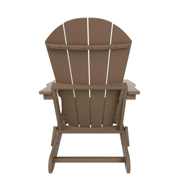 Weathered Wood HDPE Outdoor Folding Adirondack Chair with Wide Armrests