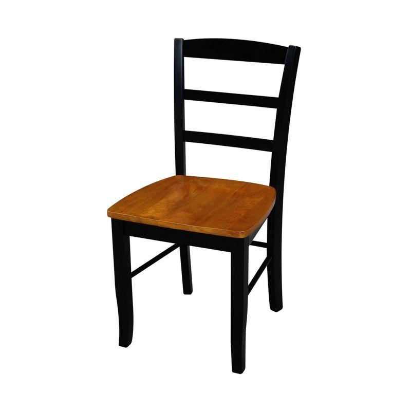 3pc Dining Set with a Dual Drop Leaf Dining Table with 2 Ladder Back Dining Chairs Black/Cherry - International Concepts: Round Table, Rubberwood