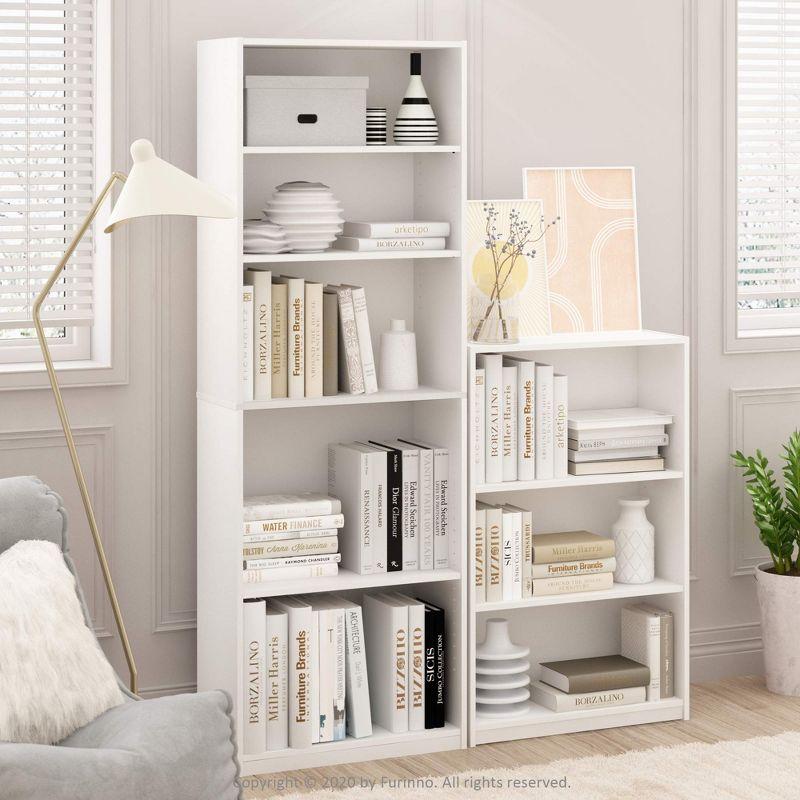 Furinno 3-Tier Bookcase with Adjustable Shelves for Study Home Office Kids Room,White