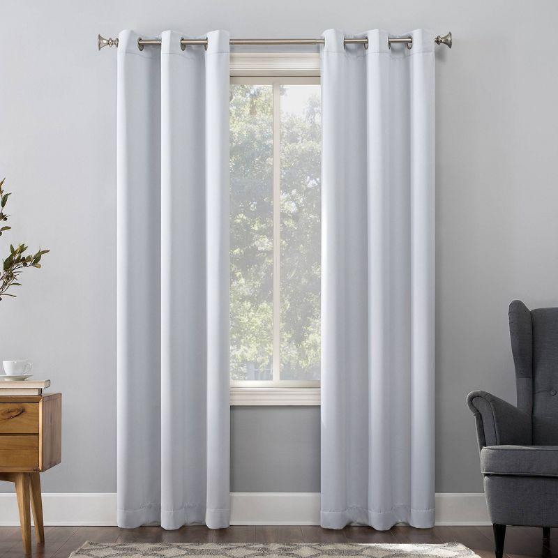 54"x95" Sun Zero Blackout Kenneth Energy Saving Grommet Curtain Panel White: Modern Polyester Curtain Panel