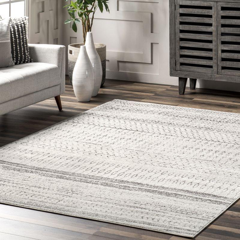 Nuloom Nova Striped 4x6 Indoor Area Rug for Living Room Bedroom Dining Room Kitchen, Grey/Off White