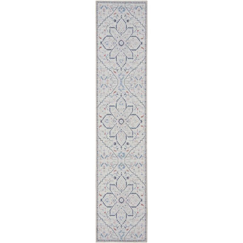 Oriental Machine Washable Area Rug in Gray