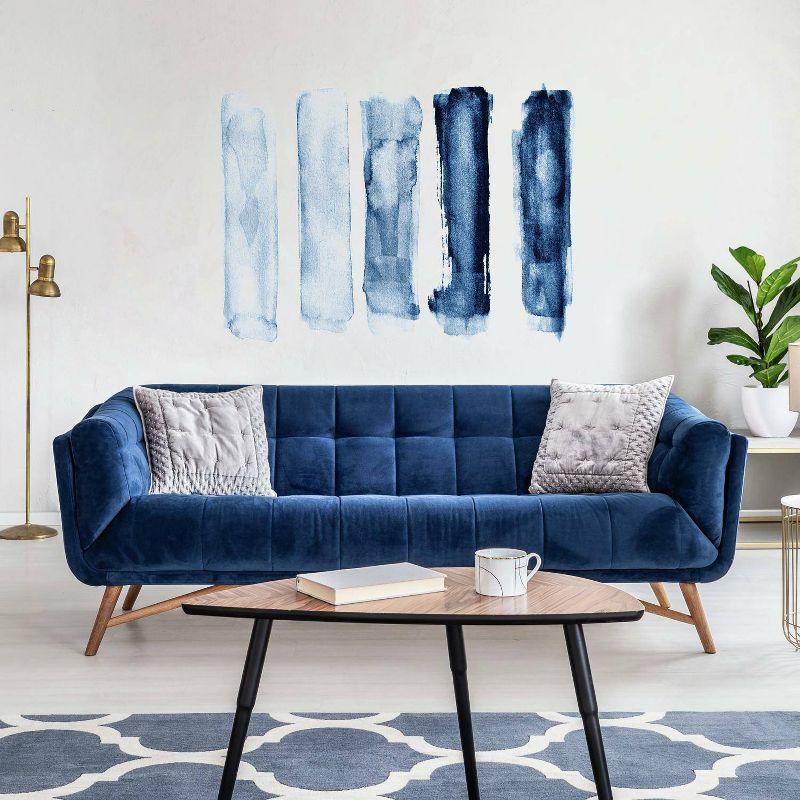 Brush Strokes Peel and Stick Giant Wall Decal Blue - RoomMates: Vinyl Abstract Modern Decor, Self-Adhesive