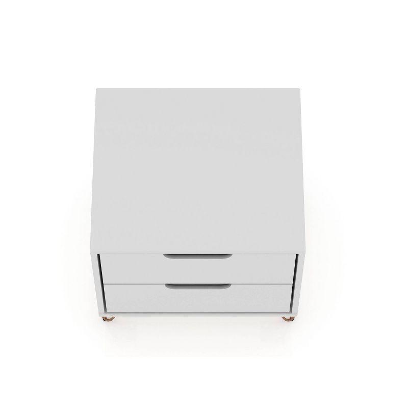 Set of 2 Rockefeller 2 Drawer Nightstands White - Manhattan Comfort: Modern Splayed Metal Legs, MDF