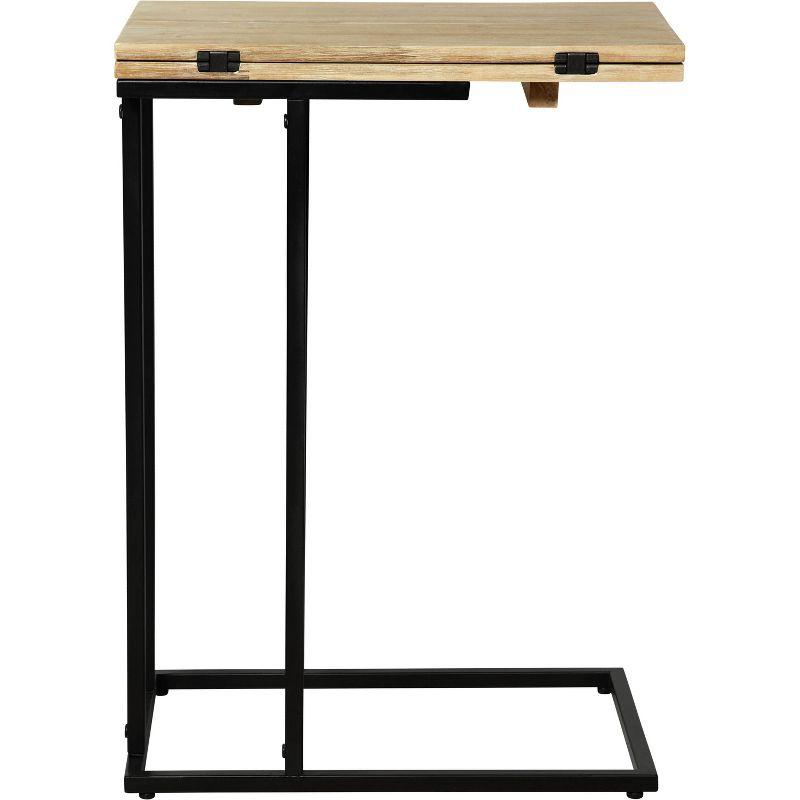 Harton Rustic Expandable C Side Table - Natural Wood - Serta: Over Sofa Design, Black Metal Legs