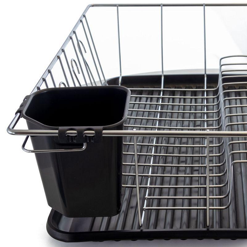 Better Chef 16 Inch Chrome Dish Rack with Black Draining Tray