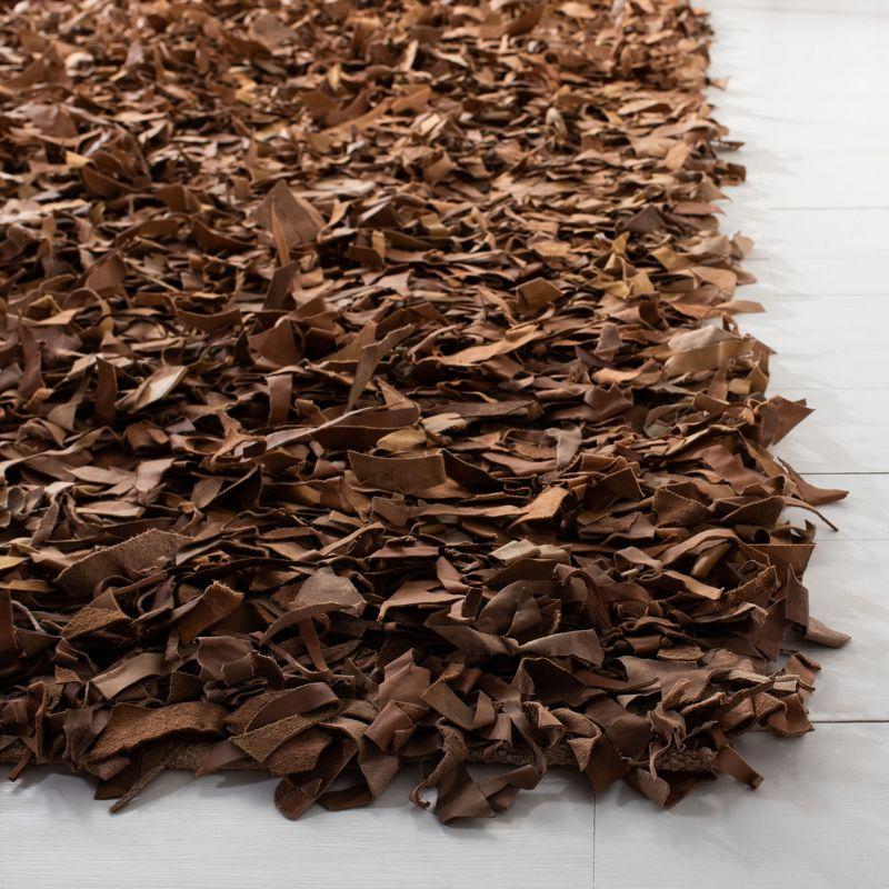 Leather Shag LSG511 Handwoven Accent Rug - Brown - 3'x5' - Safavieh