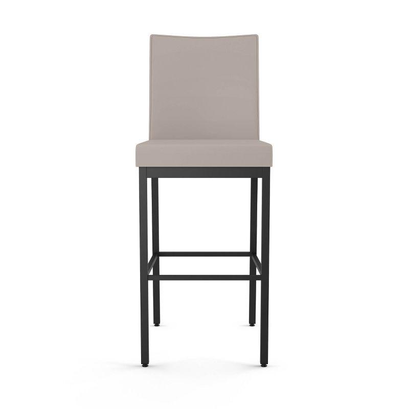 Amisco Perry Upholstered Barstool Cream/Black: Faux Leather, Steel Frame, 30" Height