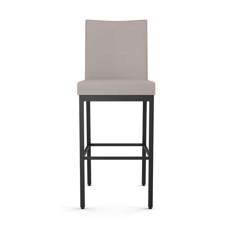 Amisco Perry Upholstered Barstool Cream/Black: Faux Leather, Steel Frame, 30" Height