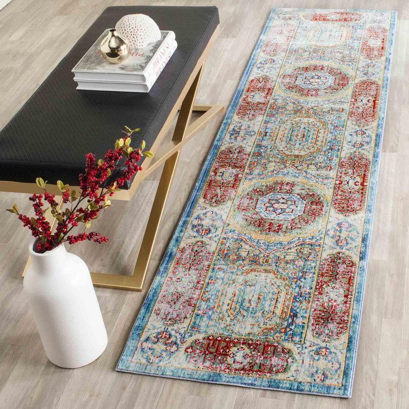 Valencia VAL111 Power Loomed Indoor Runner Rug - Blue/Multi - 2'3"x10' - Safavieh