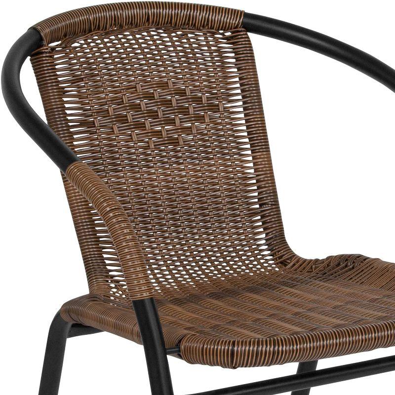 Flash Furniture Lila 2 Pack Medium Brown Rattan Indoor-Outdoor Restaurant Stack Chair