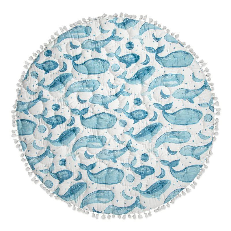 Caspian Blue Whale Print Quilted Baby Playmat