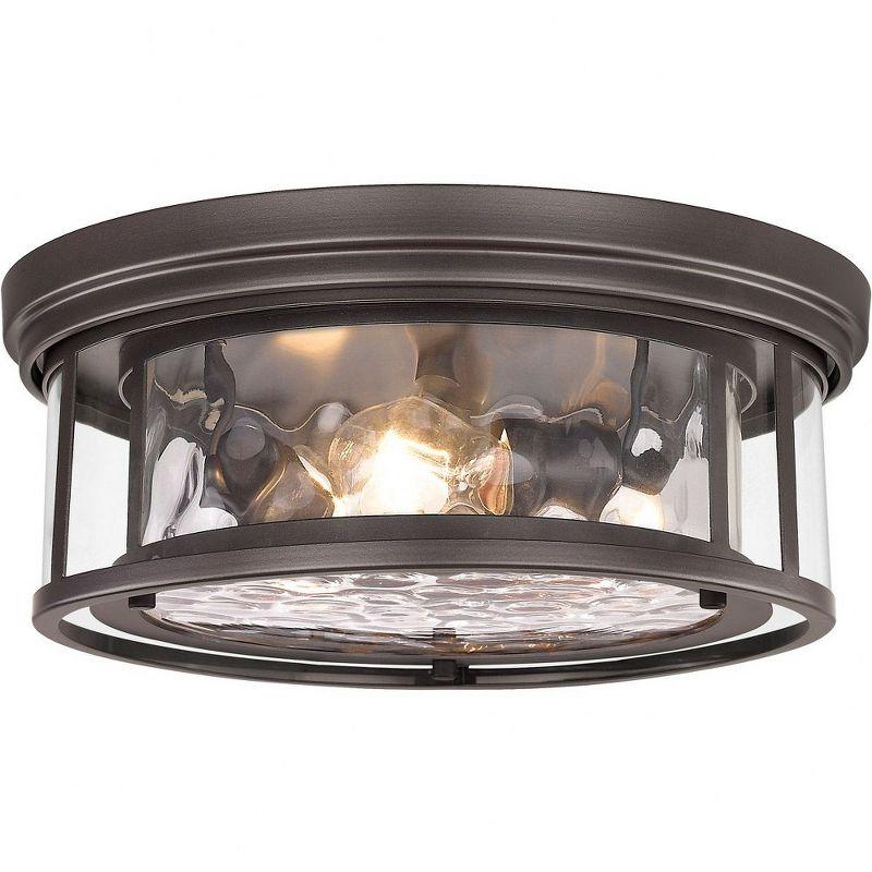 Clarion Transitional Bronze 3-Light Flush Mount with Waterglass Shade