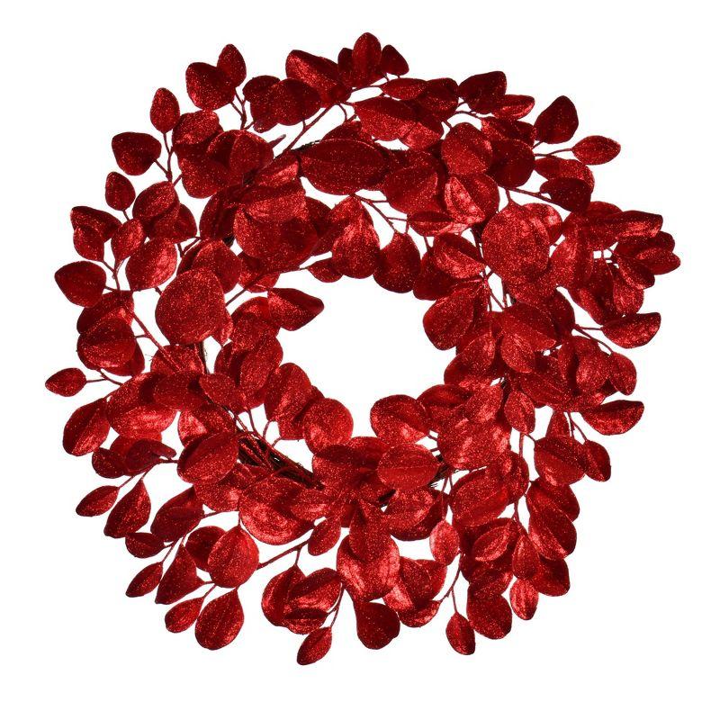 24" Red Glitter Artificial Dogwood Wreath