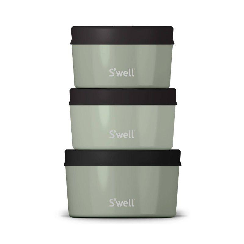 S'well Food Storage Canister Set Sage: Stainless Steel, 3-Piece Kitchen Set, Dishwasher-Safe, Silicone Lids