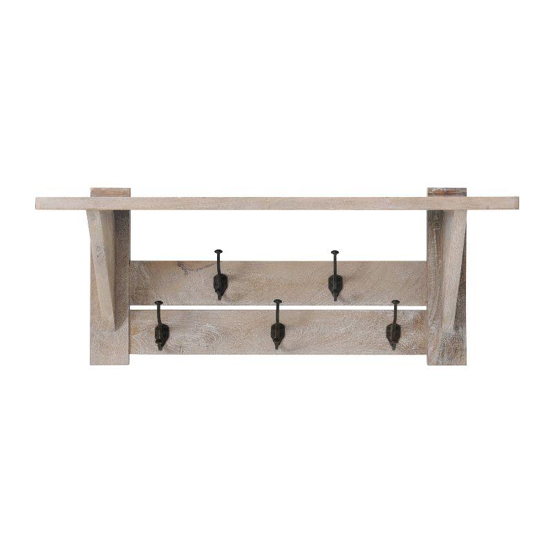 Castleton 40" Driftwood Mango Wood Coat Rack with Shelf