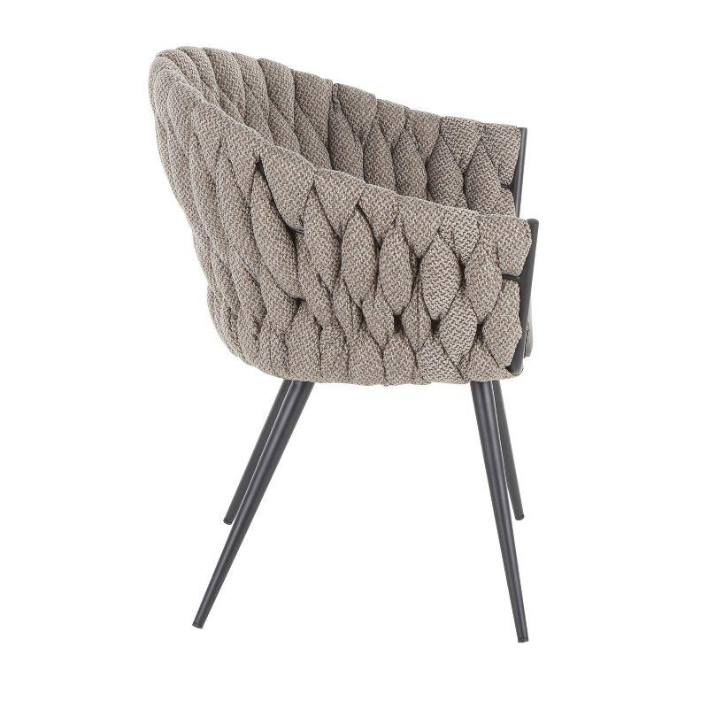 Gray Braided Faux Leather Accent Chair with Metal Legs