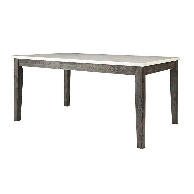 64" Merel Dining Table White Marble/Gray Oak - Acme Furniture: Sturdy Wood, Seats 6